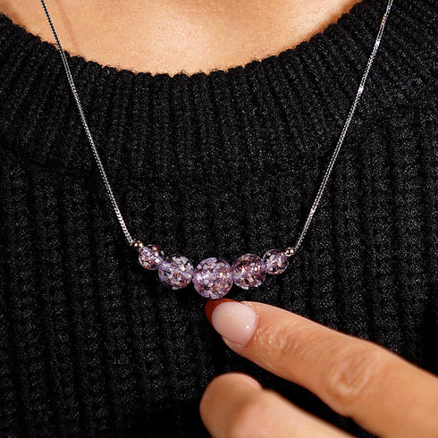 Lilac | .925 Sterling Silver | Firefly Glass Infinity Clasp Necklace